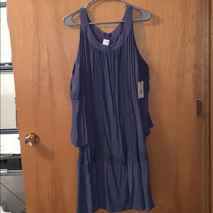 Blue cold shoulder dress